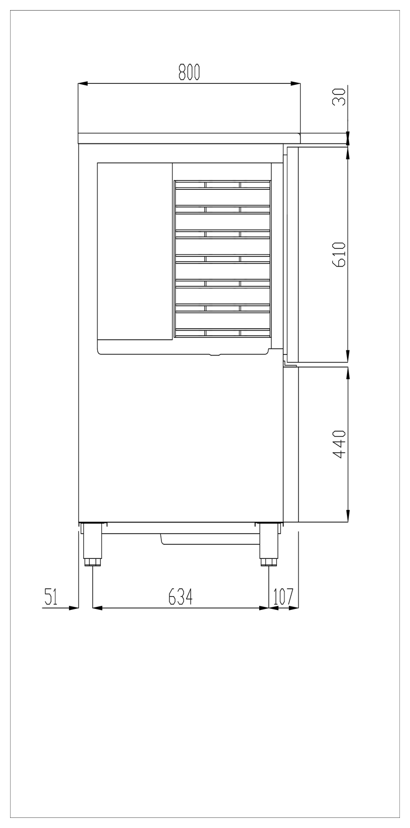 Plano con medidas de Abatidor DA7N
