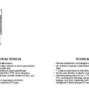 Plano con medidas de Enfriador EBEG-150-EA