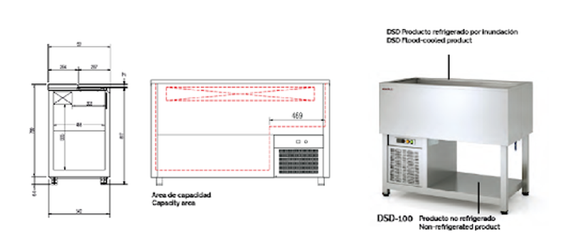 Plano con medidas de Enfriador de botellas EBI-100
